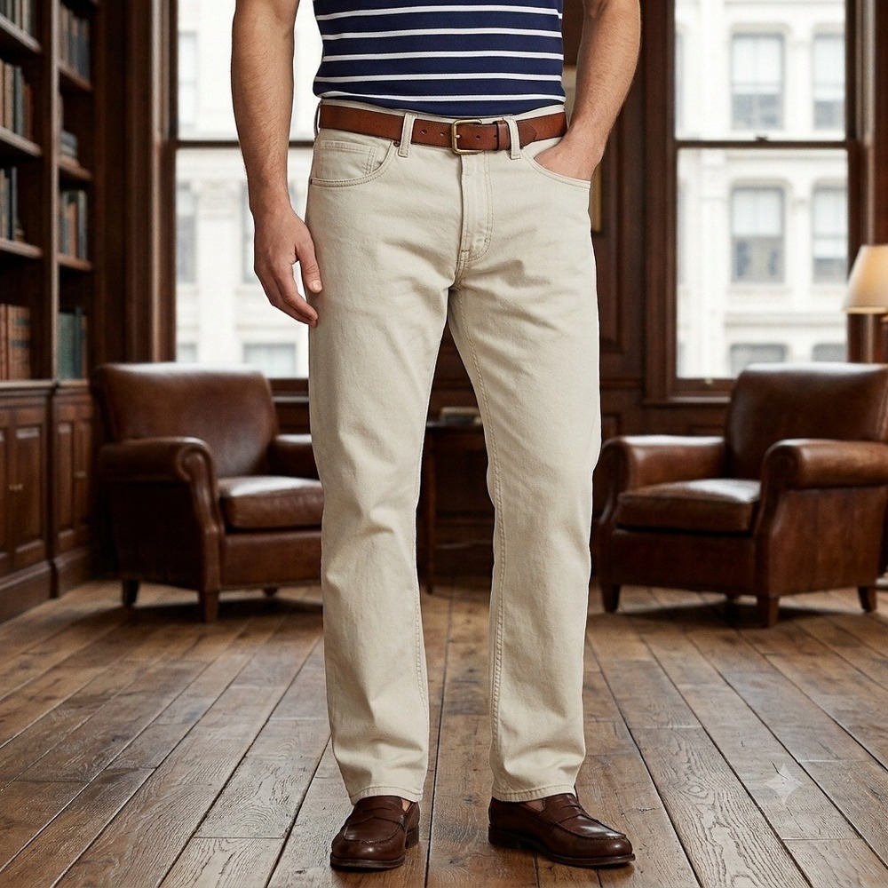 Polo Ralph Lauren 650 Pants Mens 36x30 Khaki Straight Leg Cotton Twill